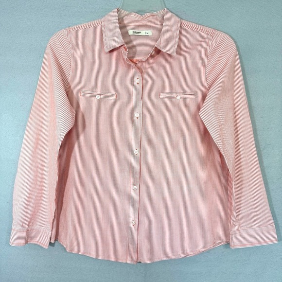 Old Navy Tops - Old Navy Red White Striped Women's Button Top Size M Cotton Preppy Americana